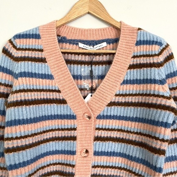 NWT English Factory Knit Striped Cropped Cardigan, Size XS - Picture 4 of 9